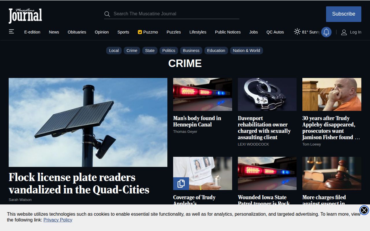 Muscatine Journal crime and courts news section